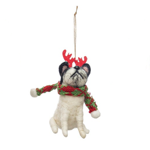 Wool Felt Dog in Holiday Outfit Ornament, 4 Styles