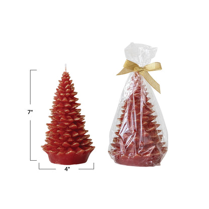 Unscented Tree Shaped Candle - Holly Berry & Gold