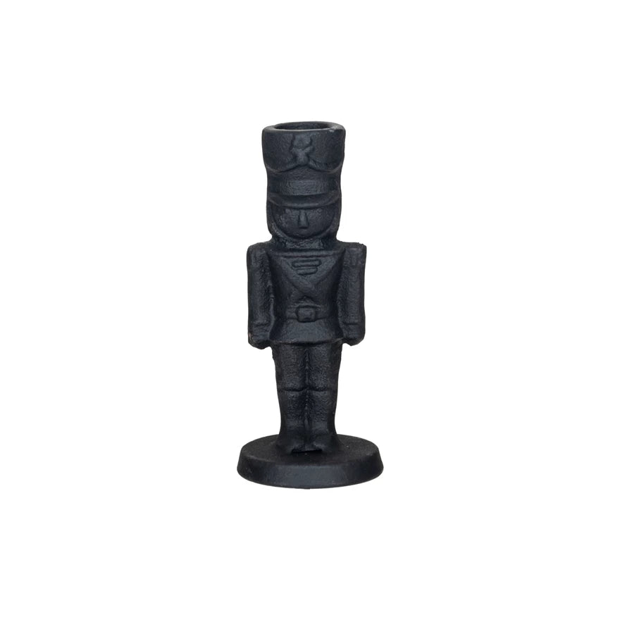 Cast Iron Soldier Shaped Taper Holder, Black
