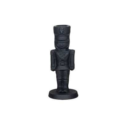 Cast Iron Soldier Shaped Taper Holder, Black