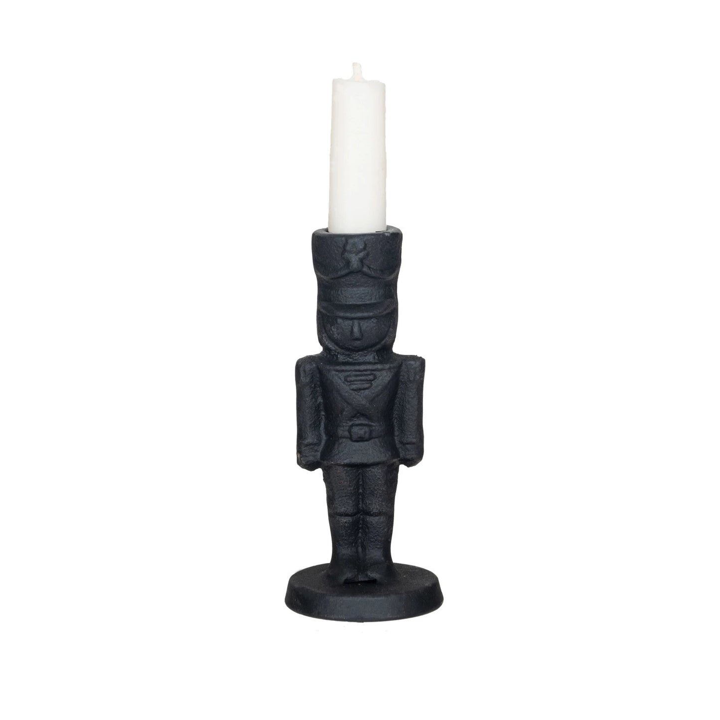 Cast Iron Soldier Shaped Taper Holder, Black