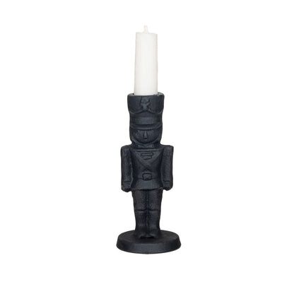 Cast Iron Soldier Shaped Taper Holder, Black