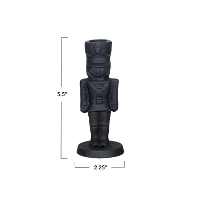 Cast Iron Soldier Shaped Taper Holder, Black