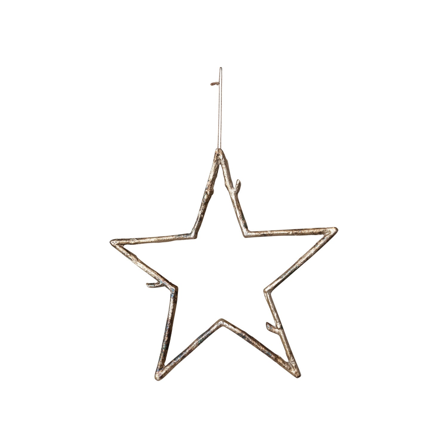 Metal Twig Star Ornament, Antique Gold Finish