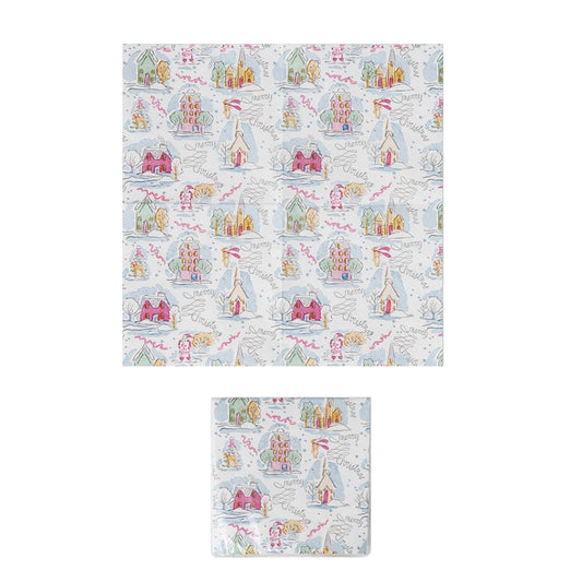 Pastel Christmas Village Paper Napkins (Contains 50 Napkins)