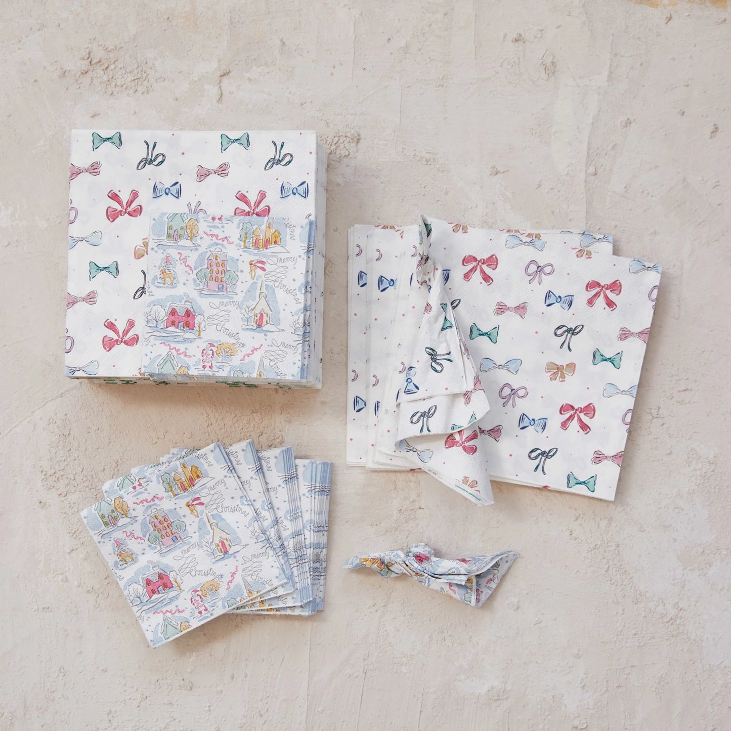 Pastel Christmas Village Paper Napkins (Contains 50 Napkins)