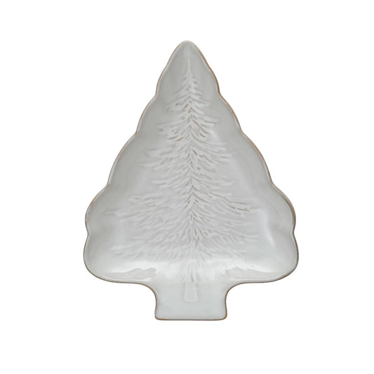 White Winter Tree Shaped Plate