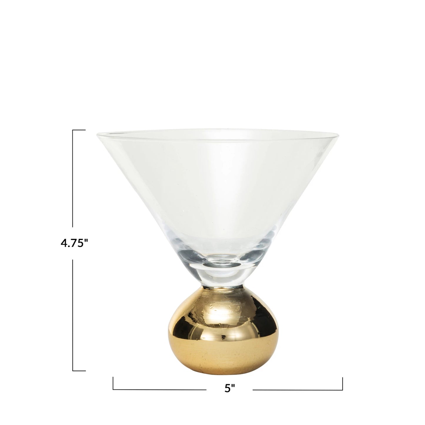 Martini Glass w/ Gold Electroplated Ball Stem