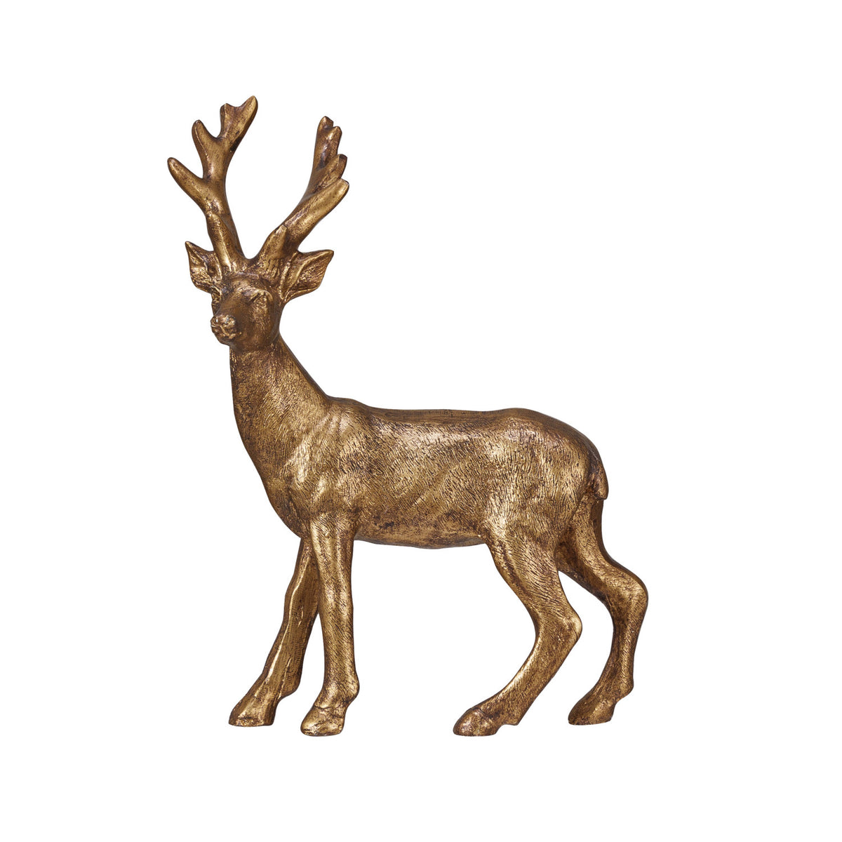Standing Deer Figurine with Gold Finish