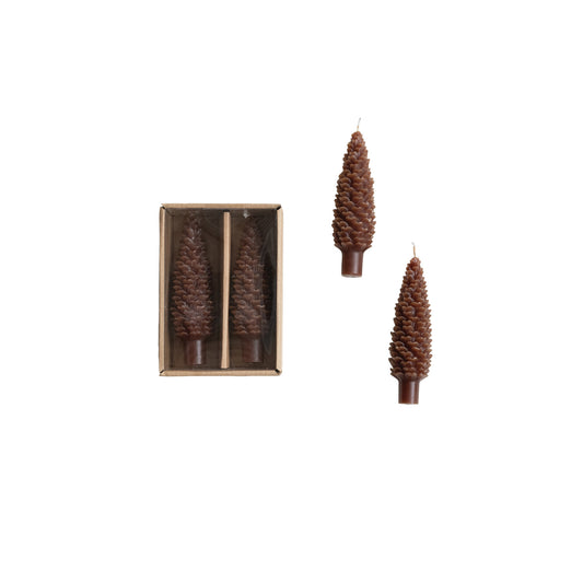 Pinecone Taper Candles, Set of 2