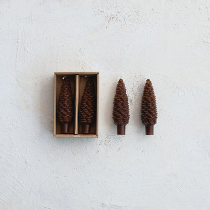 Pinecone Taper Candles, Set of 2