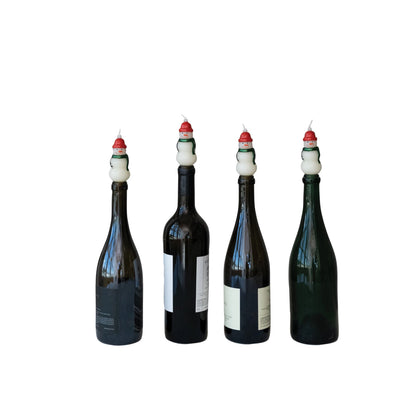 Unscented Snowman Shaped Bottle Taper Candles in Box, Set of 4