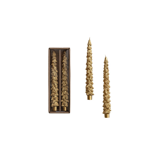 Gold Tree Taper Candles, Set of 2