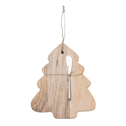 Mango Wood Board & Canape Knife, Set of 2 Tied with Jute, 6 Styles