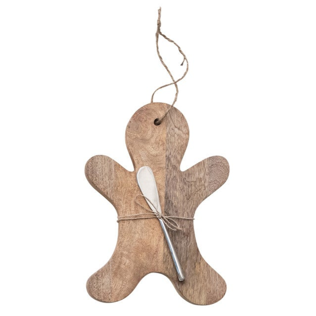 Mango Wood Board & Canape Knife, Set of 2 Tied with Jute, 6 Styles