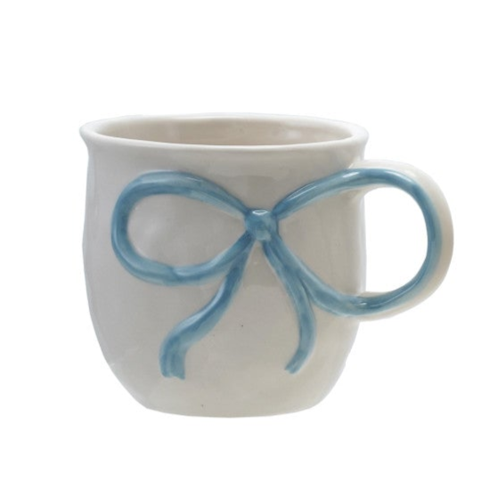 18 oz. Stoneware Mug with Bow Handle, 4 Colors