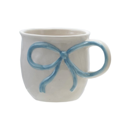 18 oz. Stoneware Mug with Bow Handle, 4 Colors