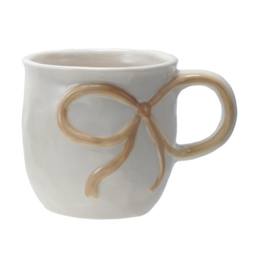 18 oz. Stoneware Mug with Bow Handle, 4 Colors