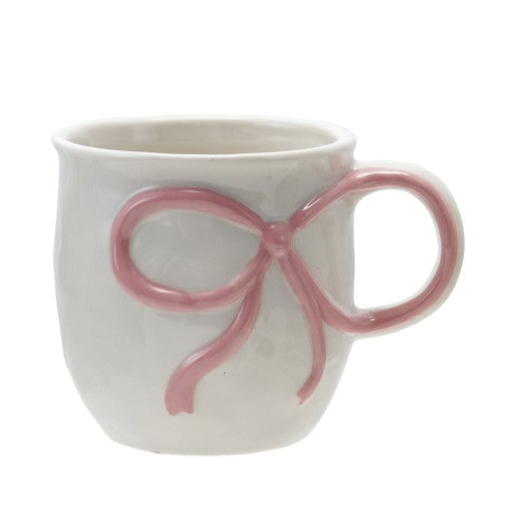 18 oz. Stoneware Mug with Bow Handle, 4 Colors
