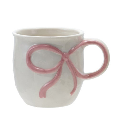 18 oz. Stoneware Mug with Bow Handle, 4 Colors