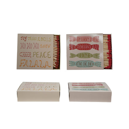 4-1/4"L Safety Matches in Matchbox with Holiday Design, 2 Styles ©