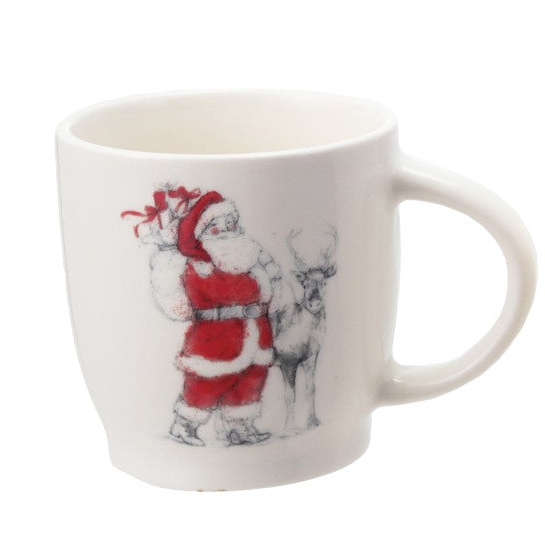Santa & Reindeer 12 oz. Stoneware Mug, 4 Styles