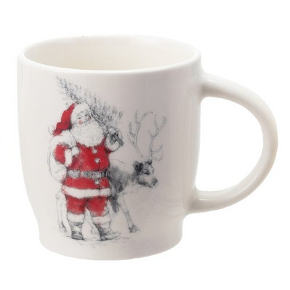 Santa & Reindeer 12 oz. Stoneware Mug, 4 Styles