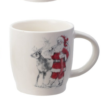 Santa & Reindeer 12 oz. Stoneware Mug, 4 Styles