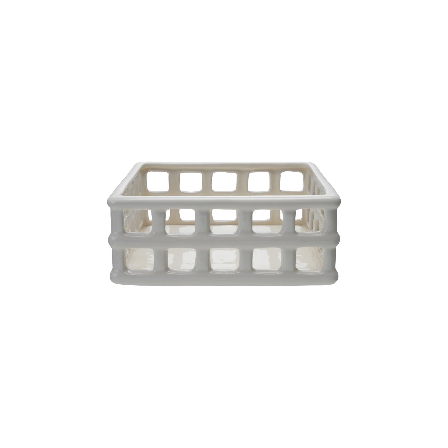 Ceramic Open Weave Napkin Holder, White (Holds 6" Square Napkin)