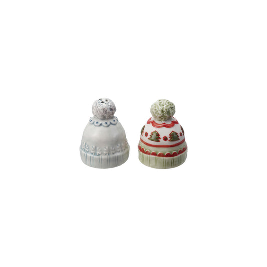 Stoneware Hat Shaped Salt & Pepper Shakers, Set of 2 ©