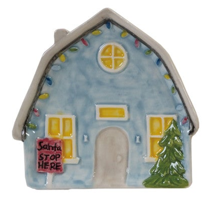 3-1/2"L - 4"L Hand-Painted Stoneware House Shaped Dish, 6 Styles