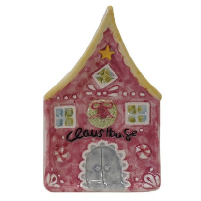 3-1/2"L - 4"L Hand-Painted Stoneware House Shaped Dish, 6 Styles