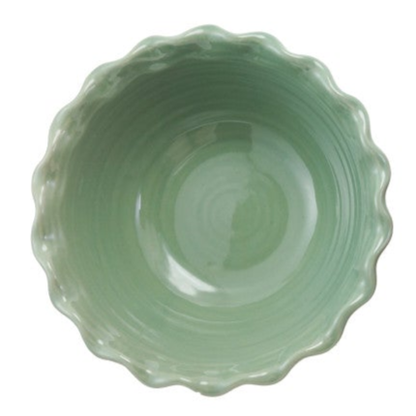 10" Round x 4"H Stoneware Scalloped Bowl, 2 Colors