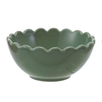 4-1/2" Round x 2"H Stoneware Scalloped Bowl, 3 Colors