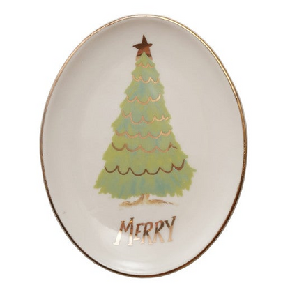Merry & Noel Oval Stoneware Dish