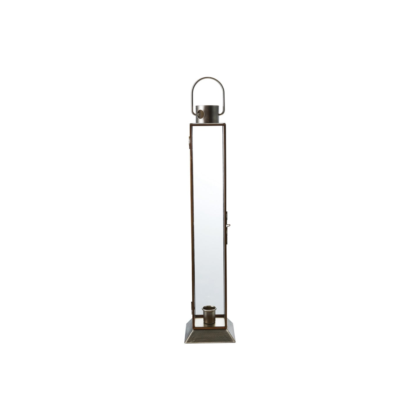 Metal & Glass Lantern Taper Holder, Gold Finish