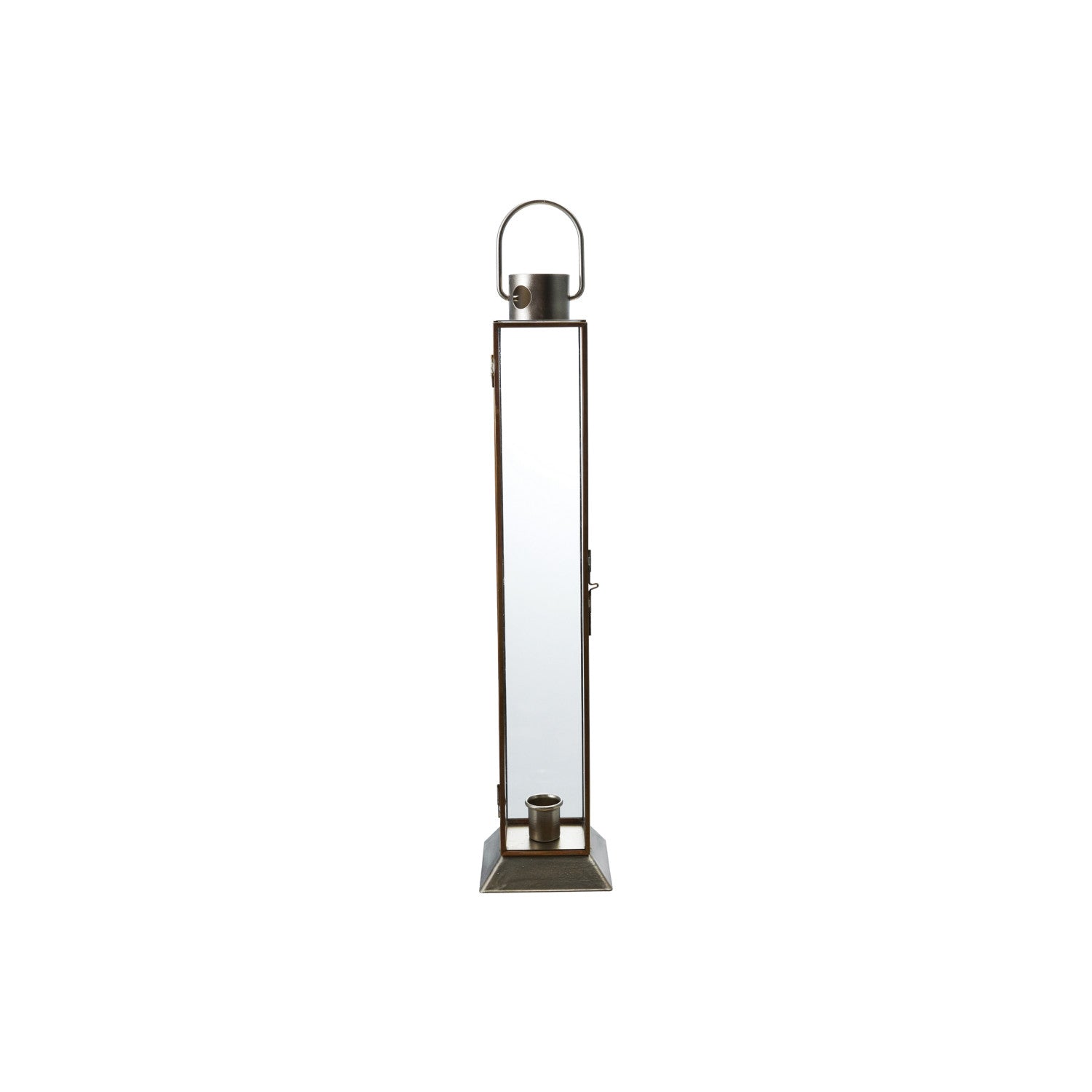 Metal & Glass Lantern Taper Holder, Gold Finish