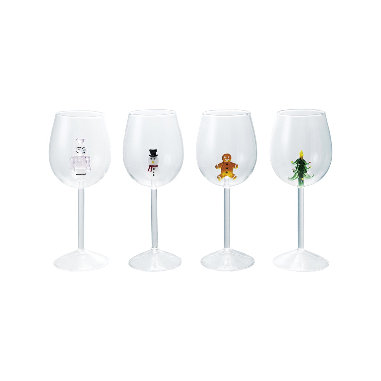 16 oz. Stemmed Wine Glass with Holiday Figure Inside, 4 Styles