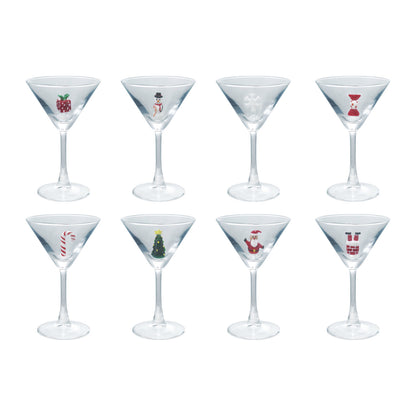 4 oz. Martini Glass with Hand-Blown Holiday Figure, 8 Styles
