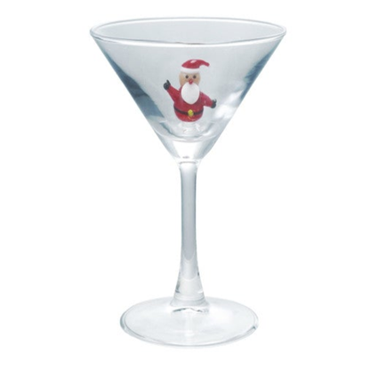 4 oz. Martini Glass with Hand-Blown Holiday Figure, 8 Styles
