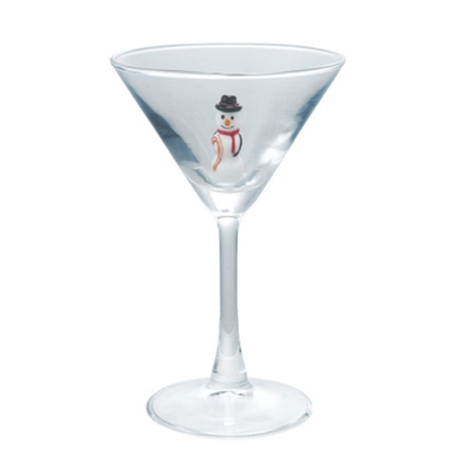 4 oz. Martini Glass with Hand-Blown Holiday Figure, 8 Styles