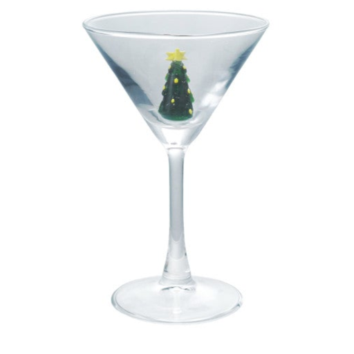 4 oz. Martini Glass with Hand-Blown Holiday Figure, 8 Styles