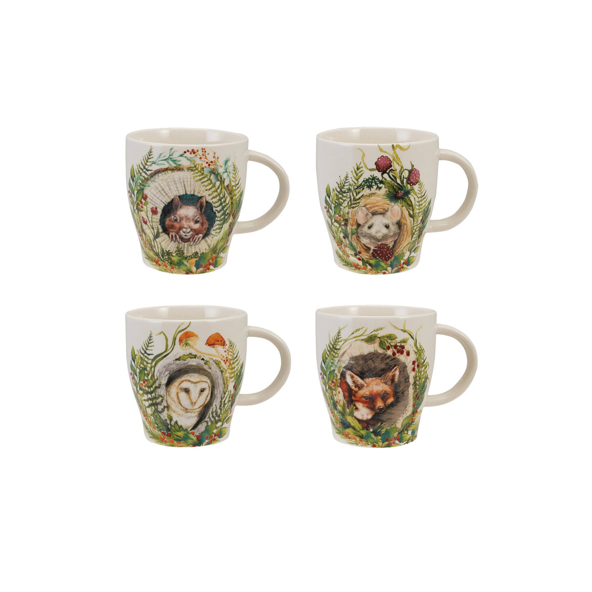 Woodland Animal Stoneware Mug, 14 oz