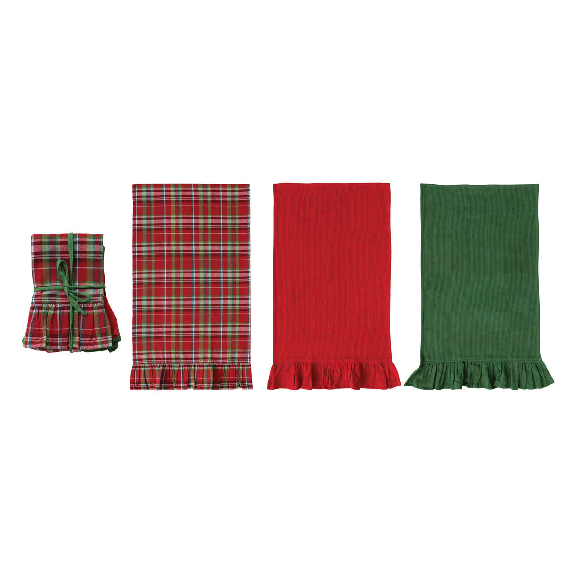 Ruffled Holiday Kitchen Towels, Set of 3