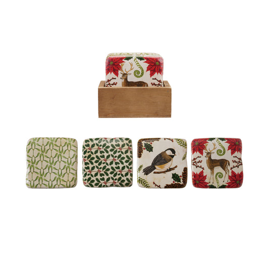Woodland Holiday Coaster Set