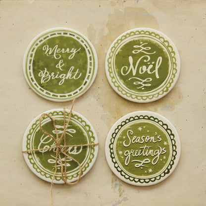 Holiday Stoneware Coaster Set