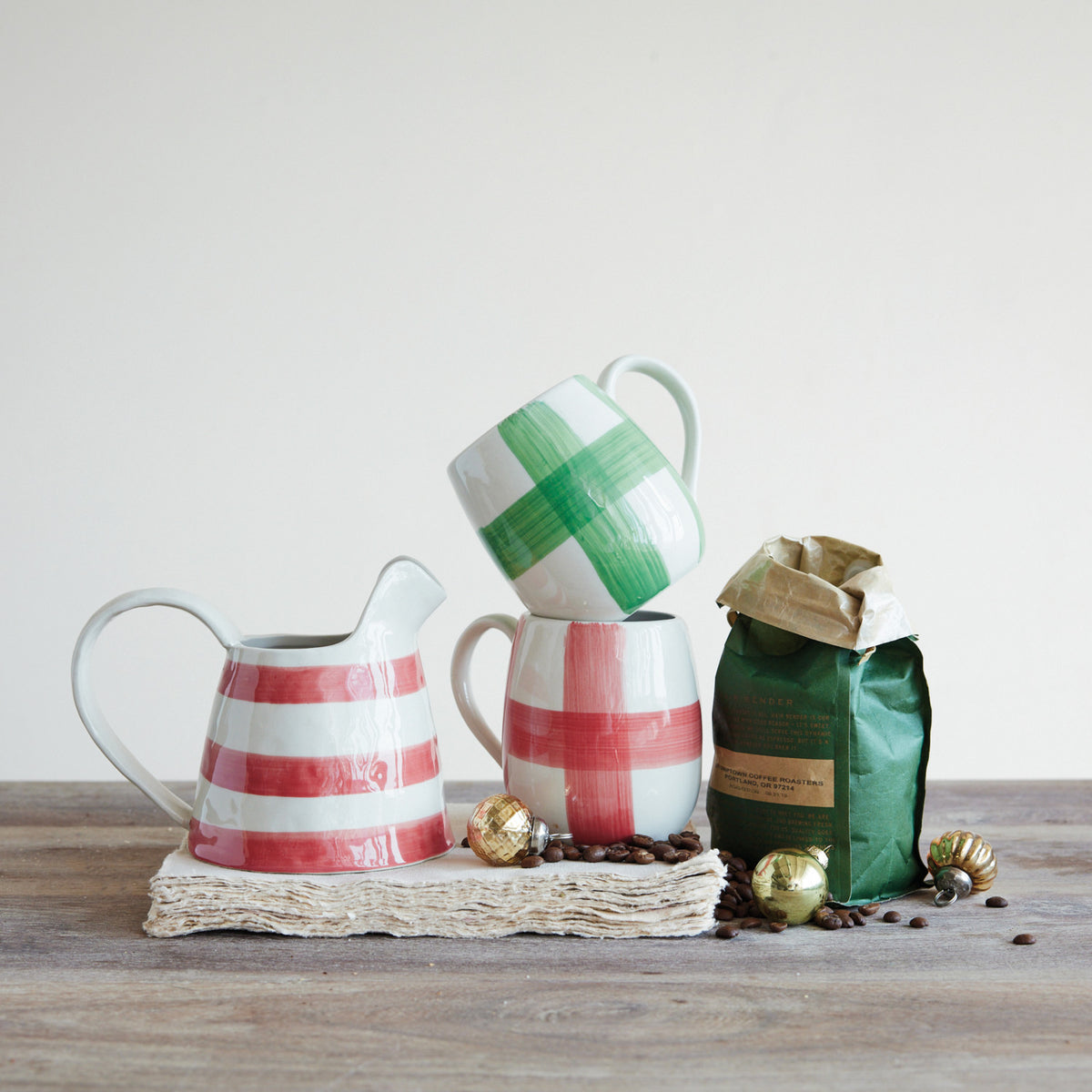 Holiday Plaid Coffee Mug, 16 oz