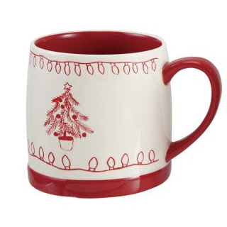 Red & White Holiday Mug, 18 oz