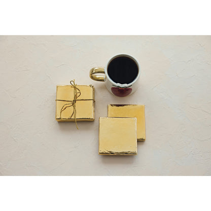 Gold Rim Glass Coasters