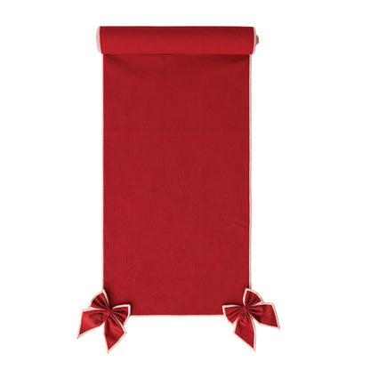 Red Holiday Table Runner with Bows